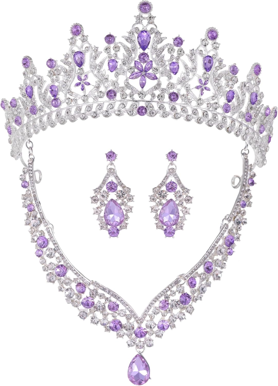 Kamirola Tiaras and Crowns for Women,Tiaras Earrings Necklace, Crystal Bridal Jewelry Set, Costume Party Halloween Prom Pageant Jewelry for Women Girls(TR42)