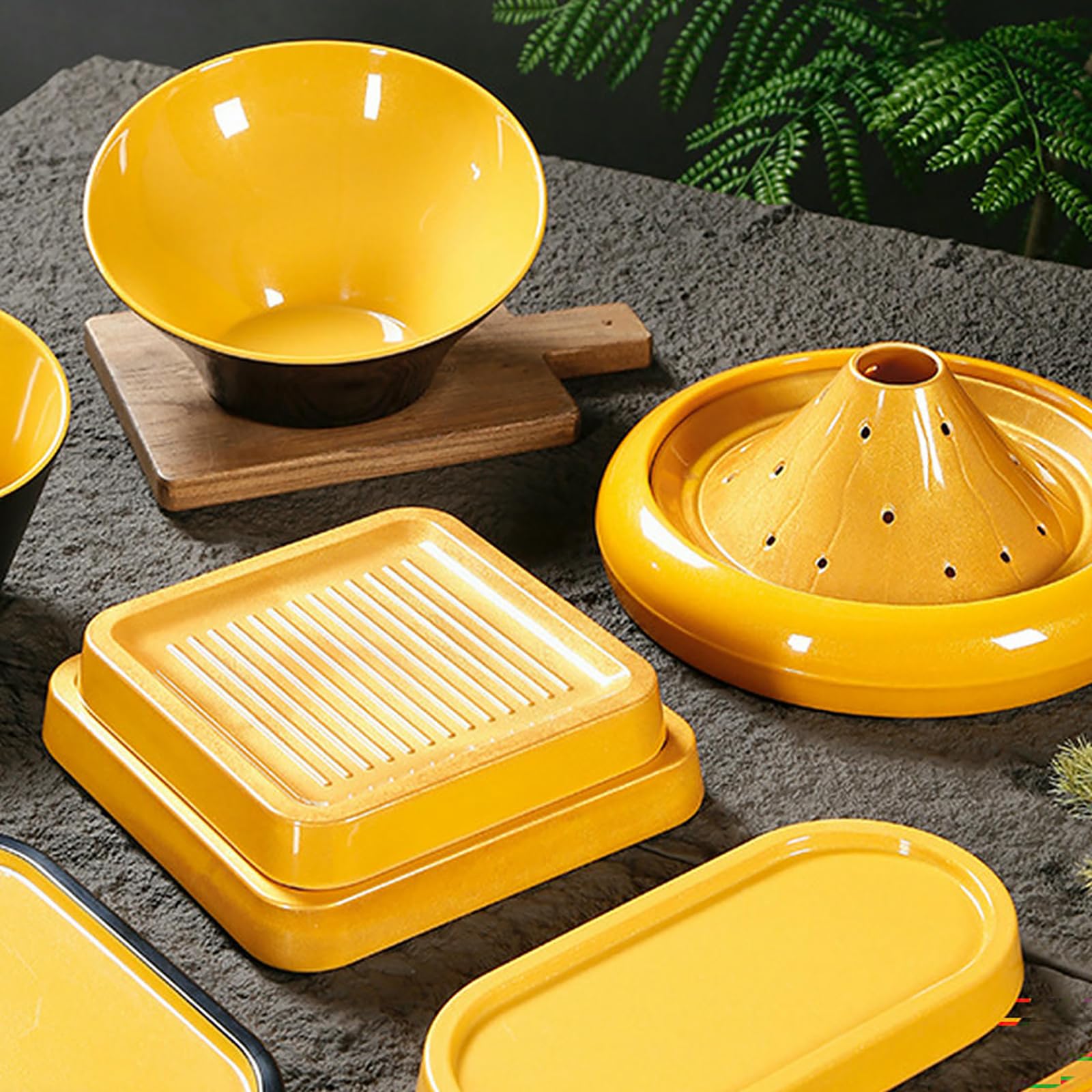 Retro einfarbige Glasur, exquisites kommerzielles und langlebiges Geschirr, 27,9 cm Vulkanplatte, goldfarben