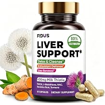 Fidus Milk Thistle Liver Liver Cleanse Detox & Detox Capsules - 400mg Silymarin with TUDCA, NAC, Turmeric & Dandelion Root for Liver Support - 60 Capsules