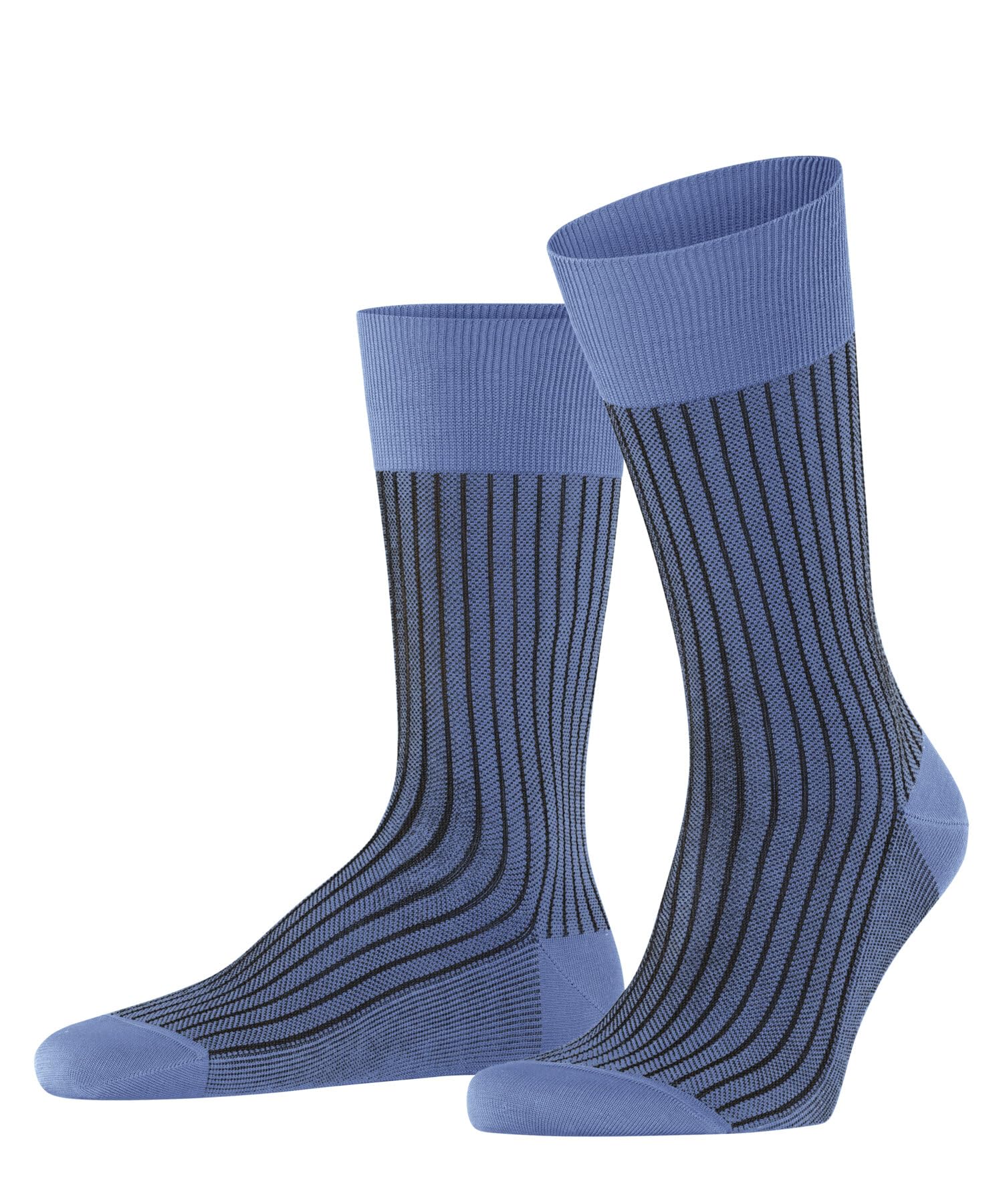 FALKE Men's Oxford Stripe M So Cotton Patterned 1 Pair Socks, Blue Cornflower 6554, 8.5-9.5