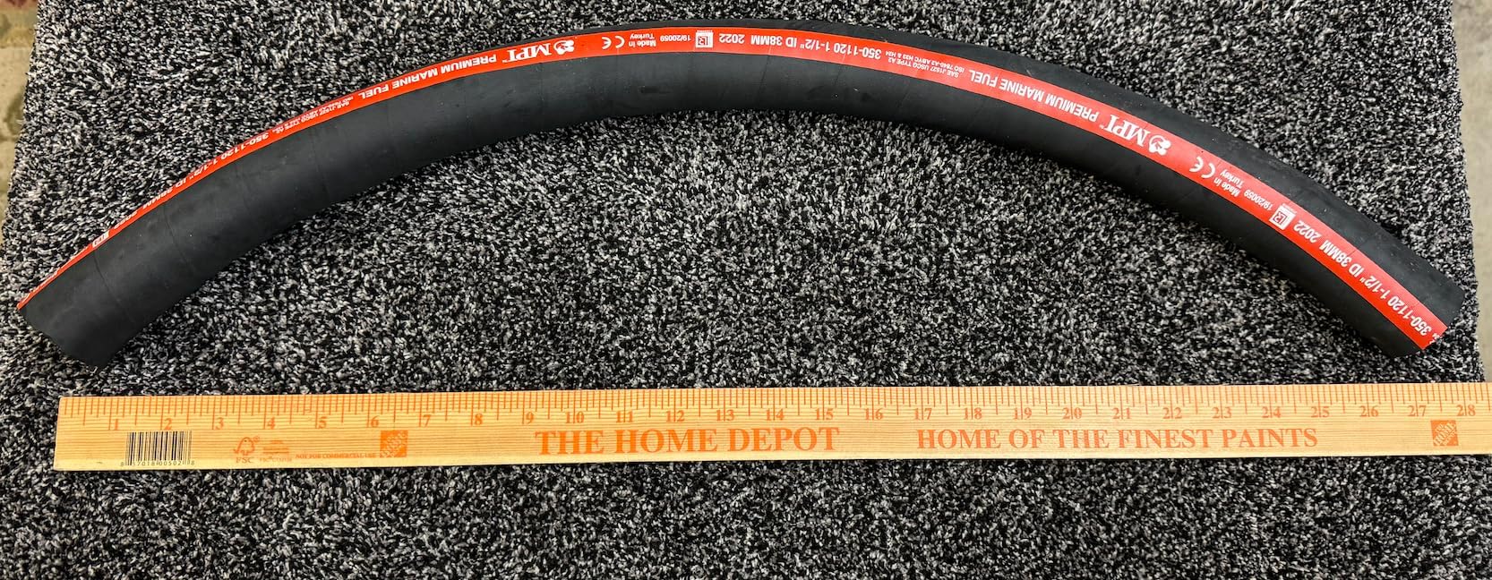 Precut Section 1 1/2" 350/355 Marine Fuel Fill Hose w/Wire A2 AMRM 1120 Like MPI Sierra Shields Novaflex (1.5" I.D. x 2.5' Foot Precut Length)
