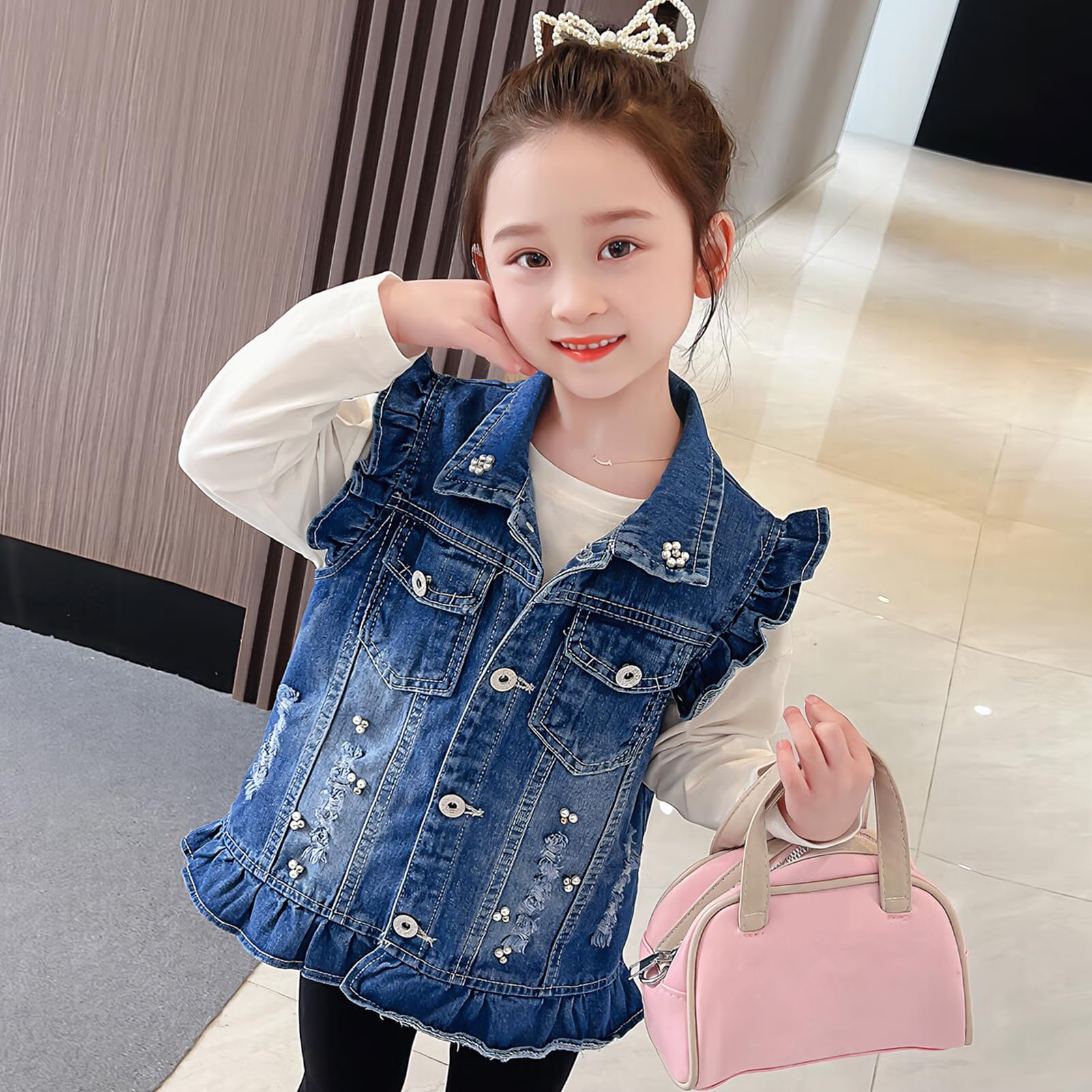 Chaleco para niña, chaleco vaquero para niños, chaqueta vaquera con estampado de fresa, chaqueta vaquera con corona, chaqueta para exteriores, abrigo sin mangas, abrigo para primavera y otoño