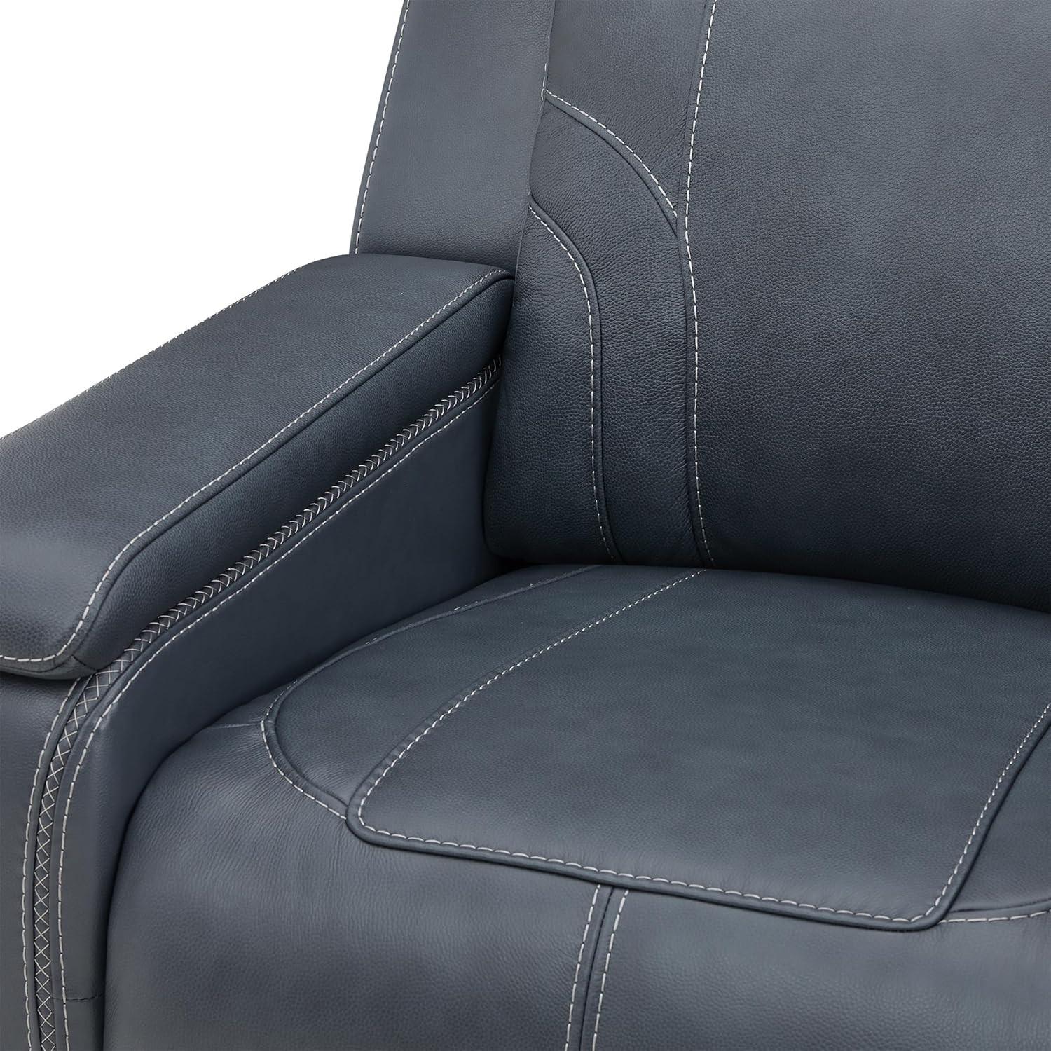 Watson & Whitely Genuine Leather Electric Recliner Chairs for Adults, Lay Flat Recliner with Power Headrest & Chargers for Living Room, Navy