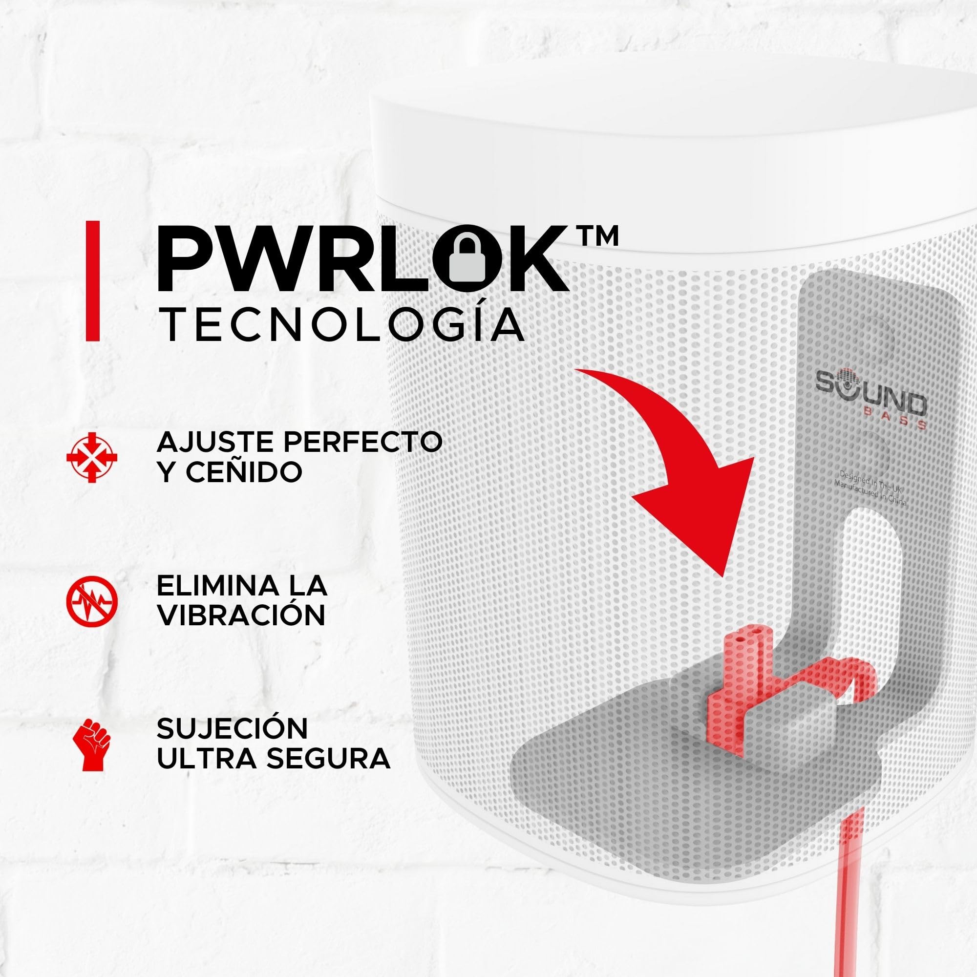 Sound bass One, Gen 2, SL & Play:1 Soporte de Montaje en Pared, Blanco, Compatible con Sonos One, Gen2, One SL & PLAY1 Speaker, Posición Fija