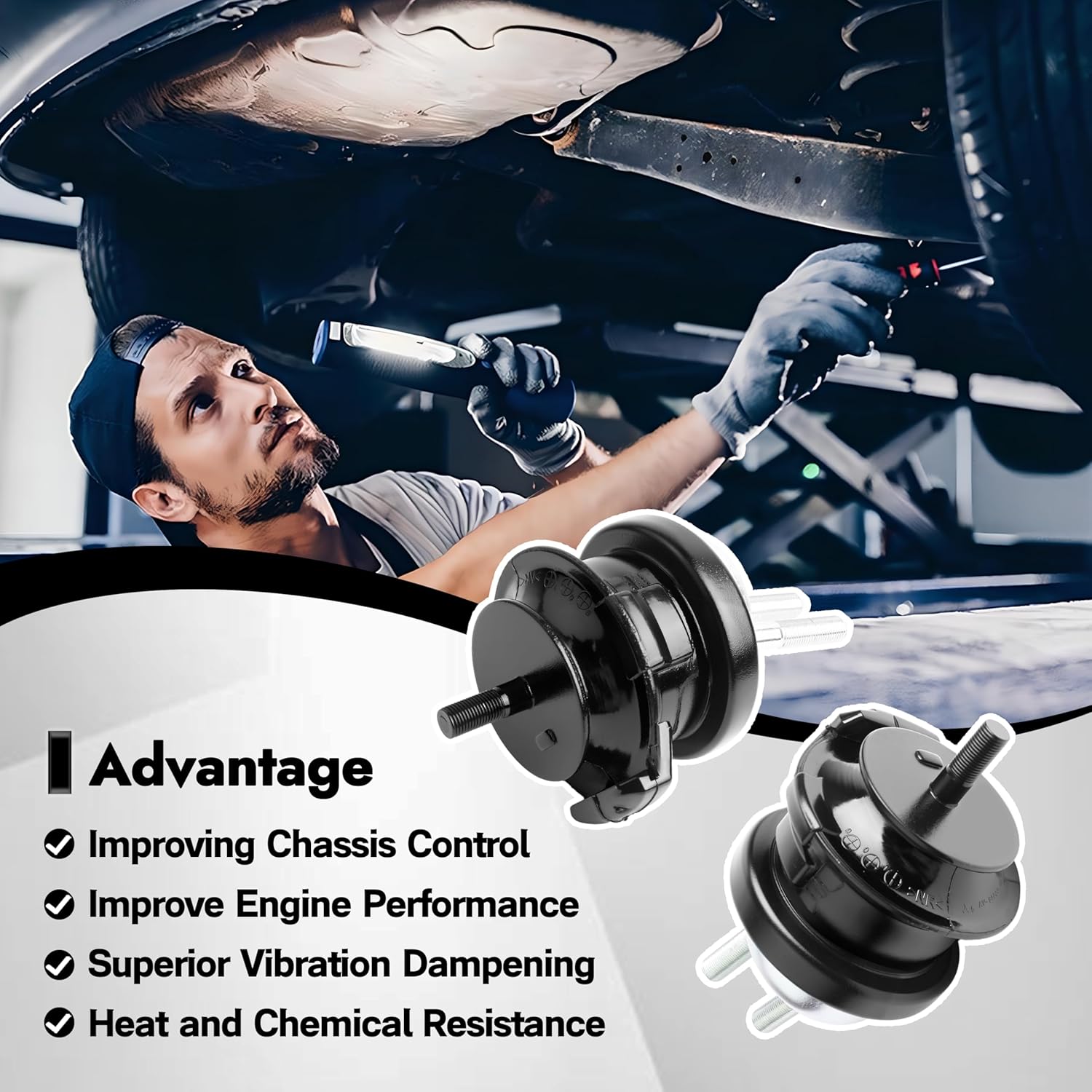 2Pcs Engine Mount Set Compatible with Honda S2000 AP1 2.0L 2000-2003 & AP2 2.2L 2004-2009 Rubber Motor Mount Assembly Replacement for 50810-S2A-003 EM-5786