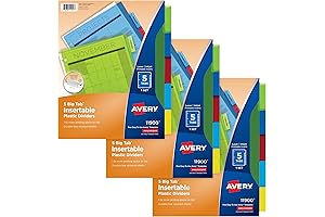 Avery Big Tab Dividers 5 Tab Big Colorful Insertable Multicolor Dividers