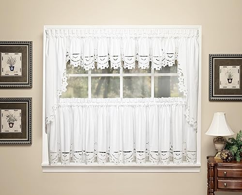 Vista 7 de Today's Curtain Imperial Classic Drawn Cutwork Window Swagger 63", Beige, 80" W x 63" L Beige,Blanco