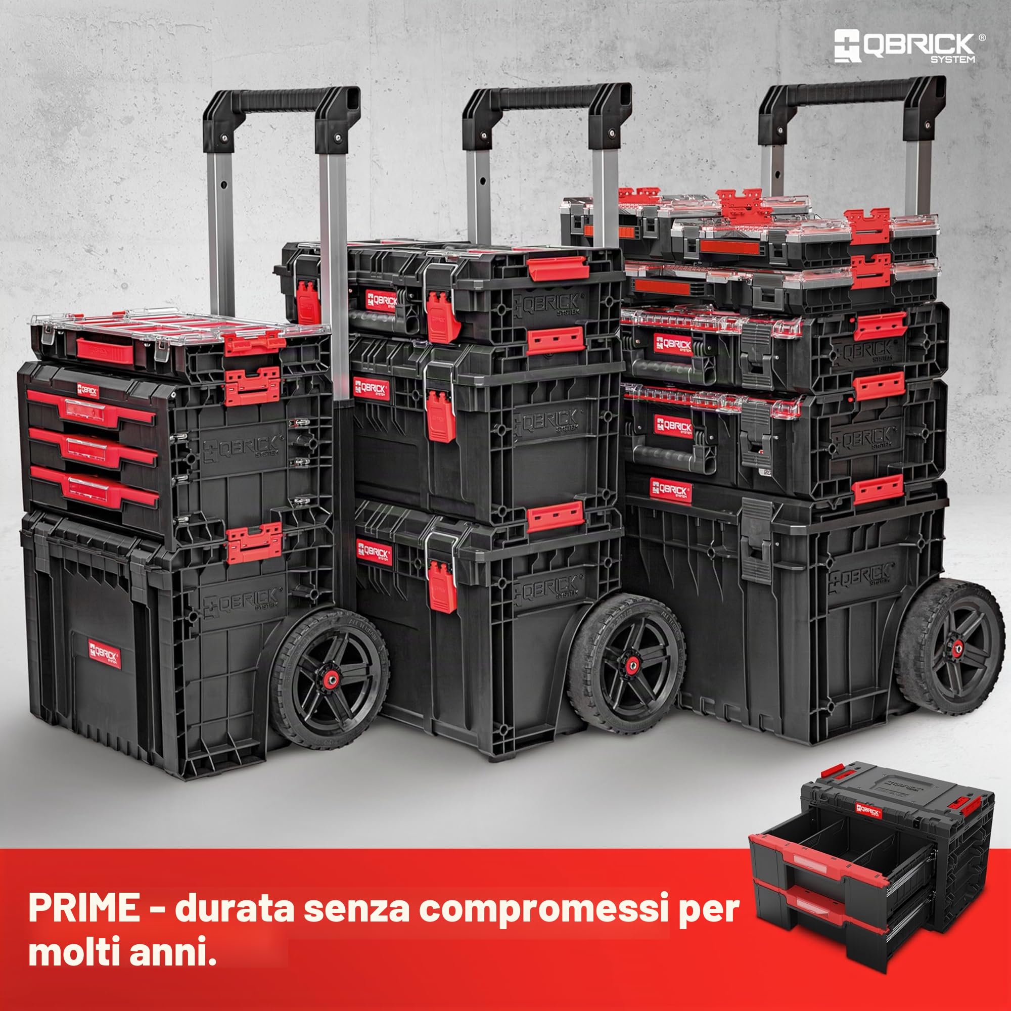 Qbrick System Cassetta Porta Attrezzi Vuota - 2 Scomparti - Valigetta Attrezzi - 542 x 335 x 369 mm Nero