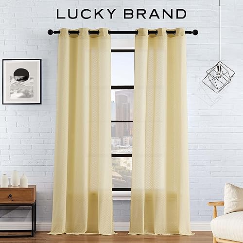 Miniatura 2 de Lucky Brand Sierra - Cortinas texturizadas para ventana con filtro de luz, cortinas de lino sintético, juego de 2 paneles, semitraslúcidas, lavables