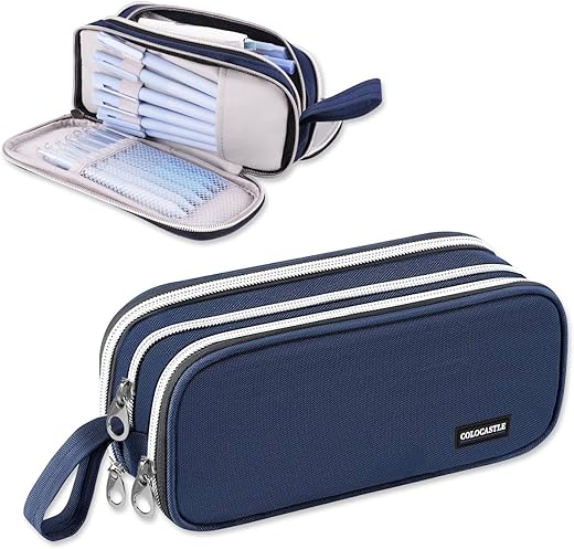 COLOCASTLE Großes Federmäppchen mit 3 Fächern für Schule & Büro