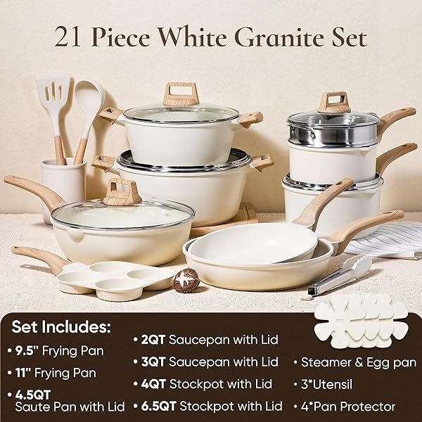CAROTE 21Pc Nonstick Cookware Set 2