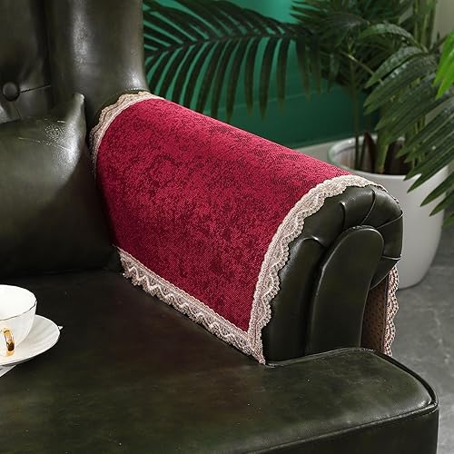 MINJIATEX Juego de 2 fundas para brazos de sofá, fundas de encaje antideslizante para reposabrazos de sofá, fundas lavables para sala de estar,