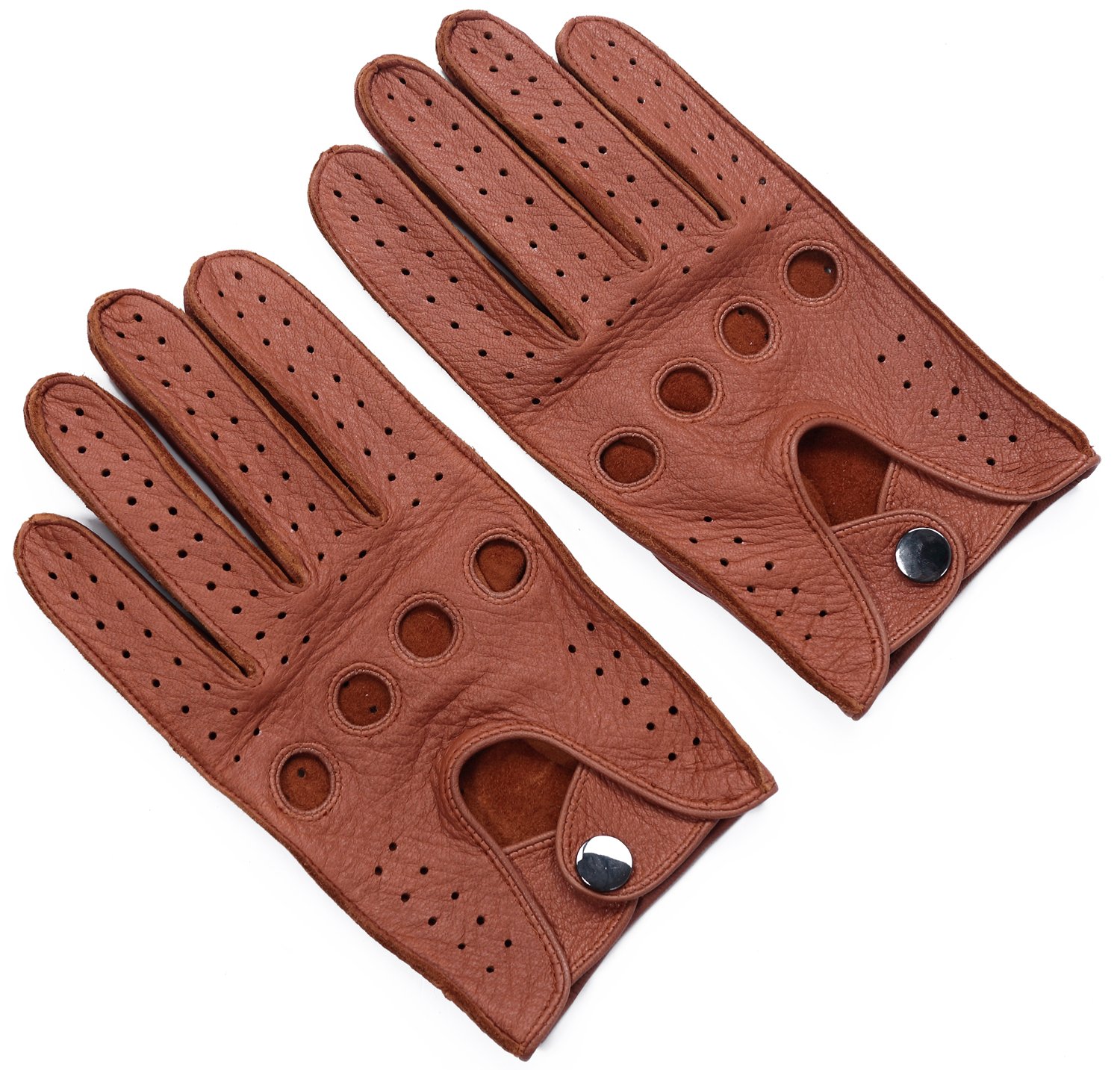 Ambesi Men's Open Back Deerskin Leather Driving Gloves
