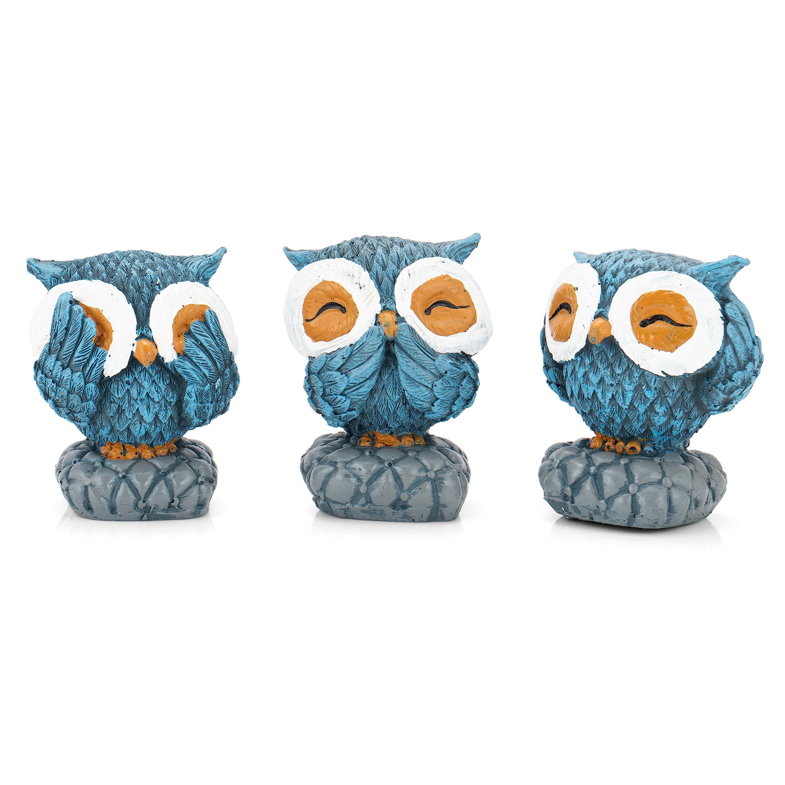 CraftVatika Owl Set of 3 Miniature Statue Showpiece,Home Decoration Item Polyresin Owl Sculpture, Feng Shui Bird, Figurine, Uses for Home Decor Living Room, Garden, Office Desk