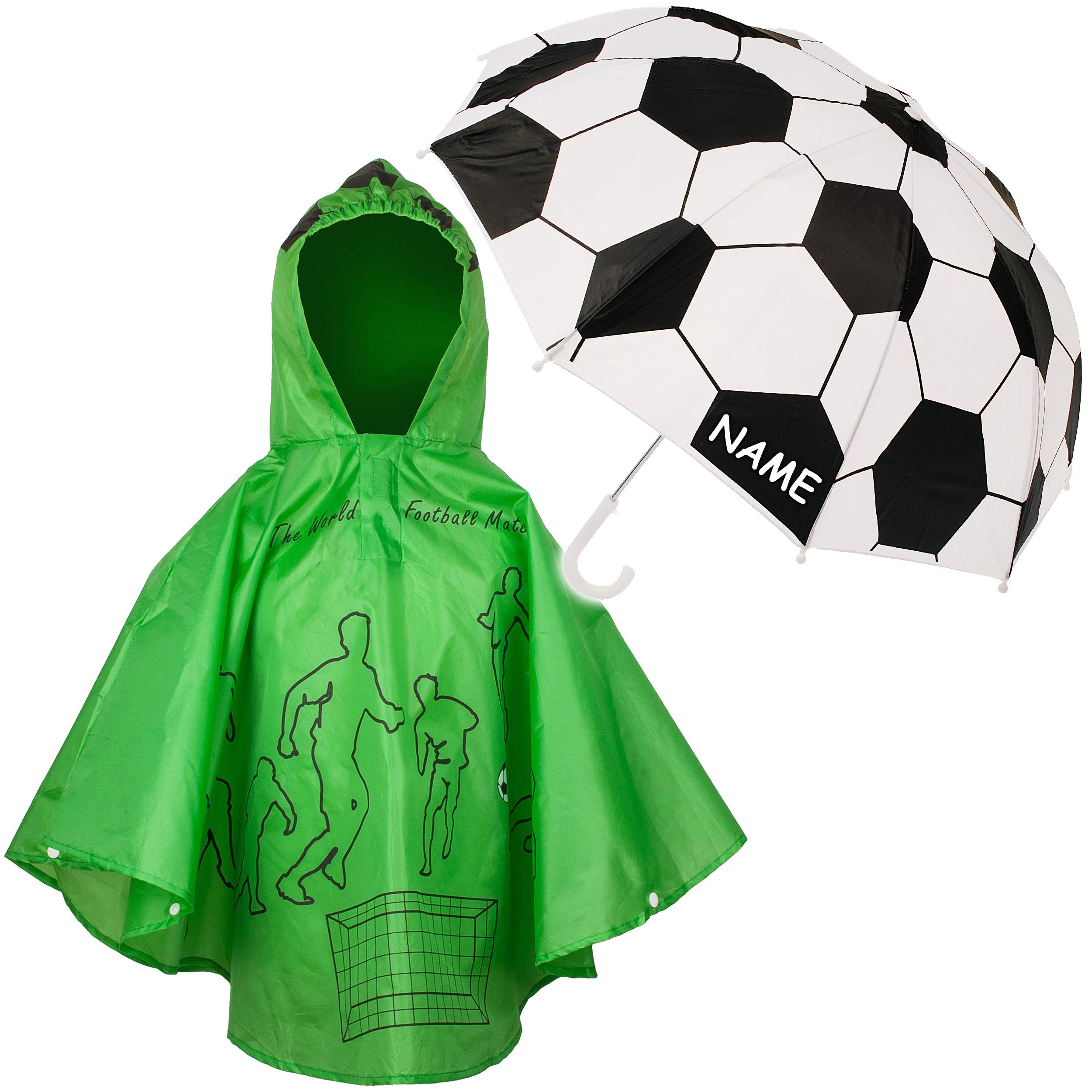 2er Set: Kinderschirm + Regenjacke Erdbeere Mit Namen – Transparent, 76cm, Größe 92-128