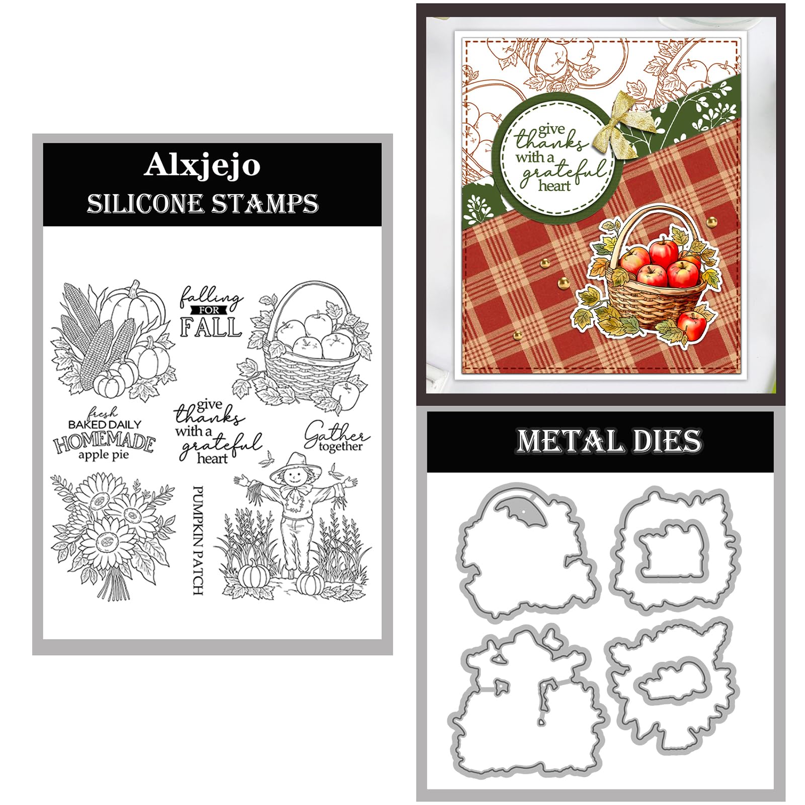 Alxjejo Cutting Dies and Stamps Set 2024-2025-2026,Stamps and die for Card Making for DIY Birthdays, Thanksgiving Day, Valentine's Day, Scrapbooking, Art Craft, Festivals Greeting Card Album