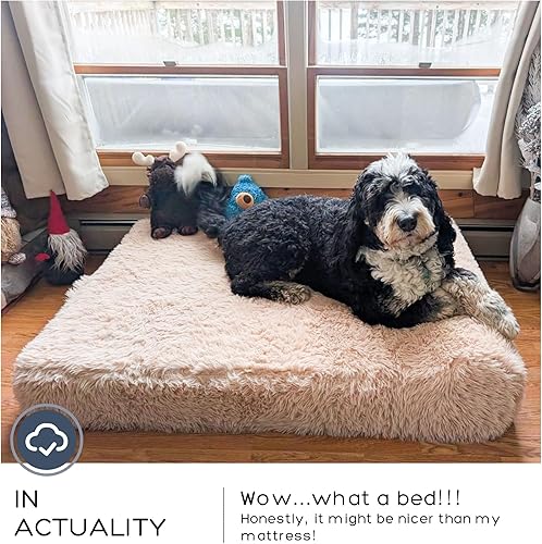 Miniatura 7 de Cama ortopédica jumbo para perros grandes, cama para perro de espuma viscoelástica de 7 pulgadas de grosor con funda de almohada extraíble, lavable
