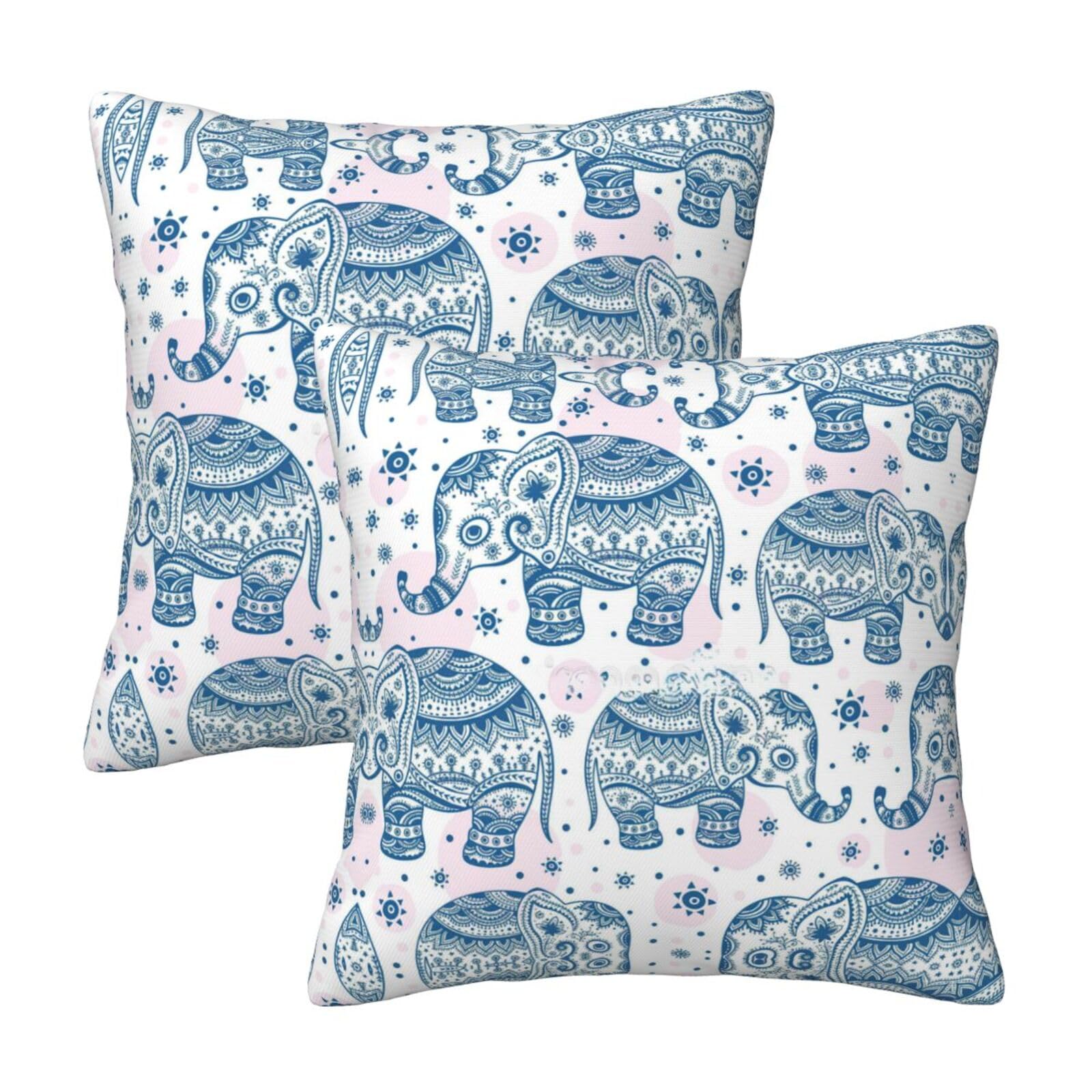 Kfjghhl Boho Elephant Throw Pillow Covers Decorative Farmhouse Couch Pillow Case 4 Sizes Square Cushion Pillcase