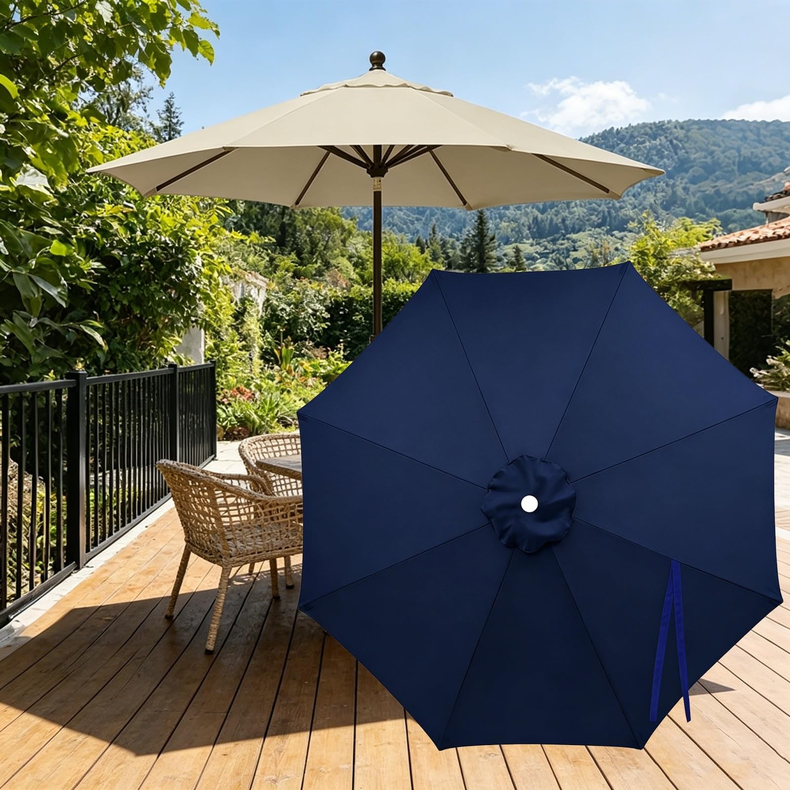 Cafusesdd O Umbrella Replacement Canopy, Pati Replacement Umbrella Cloth, Round Utdoor Top For Backyard Garden Courtyard Swimming Pool, Canopy Nly(,8-Bone - 8.2Ft)