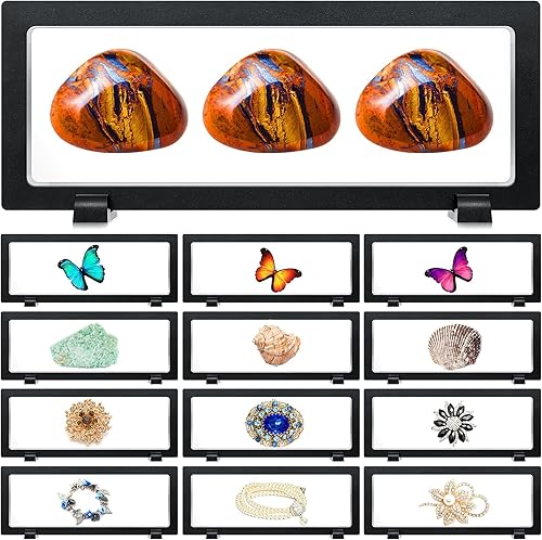 Harloon 12 vitrinas flotantes 3D con marco flotante, soportes de exhibición de monedas de desafío, caja de marco de joyería para medallones AA,
