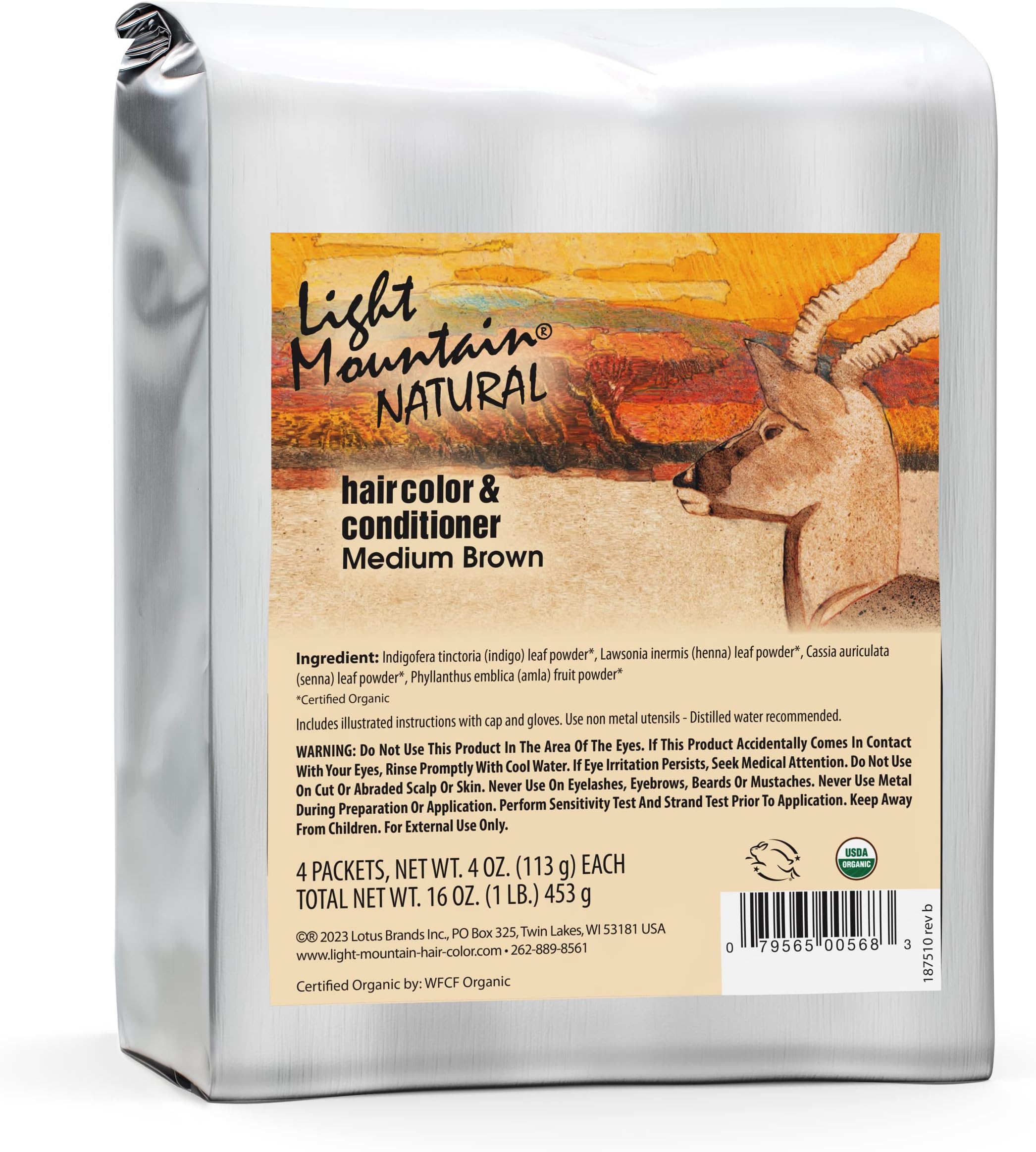 Light Mountain Henna Hair Color & Conditioner Dark Brown