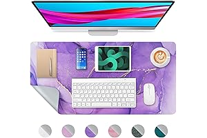 Striking Purple Marble Desk Mat: Enhance Your Workspace