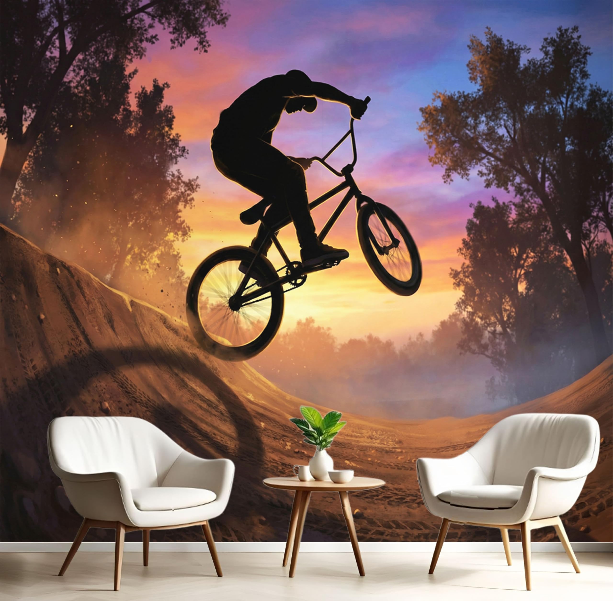 Papier peint paysage cycliste 450x315 cm décoration grand format