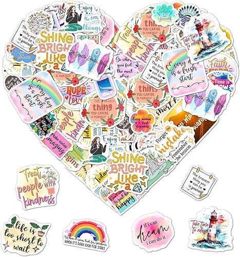 Paquete de 50 calcomanías motivacionales para botellas de agua, impermeables, laptop, equipaje, casco, trabajo, adolescentes, adultos, niñas, niños,