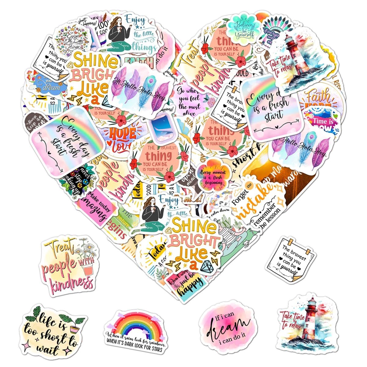 Pack 50 Pcs Motivational Stickers for Water Bottles Waterproof Laptop Luggage Helmet Computer Work Teens Adults Girls Boys Women Aesthetic Funny