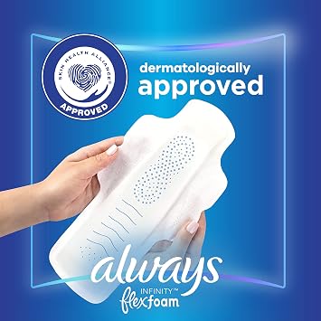 Always Infinity Size 5 Extra Heavy Overnight Pads with Wings, Unscented