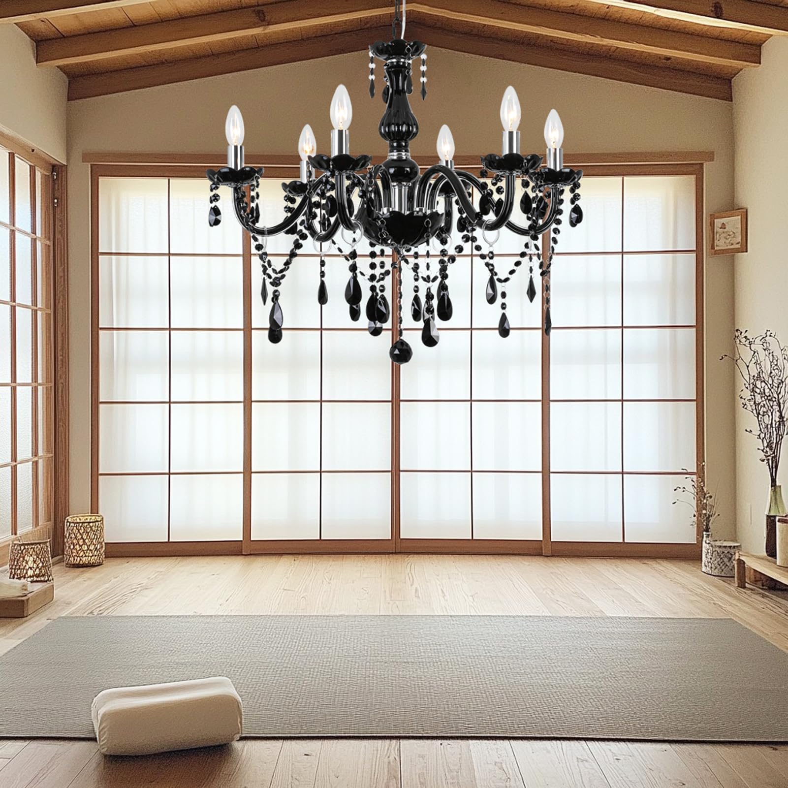 Amazon.co.jp : クラシックブラック シャンデリア クリスタル