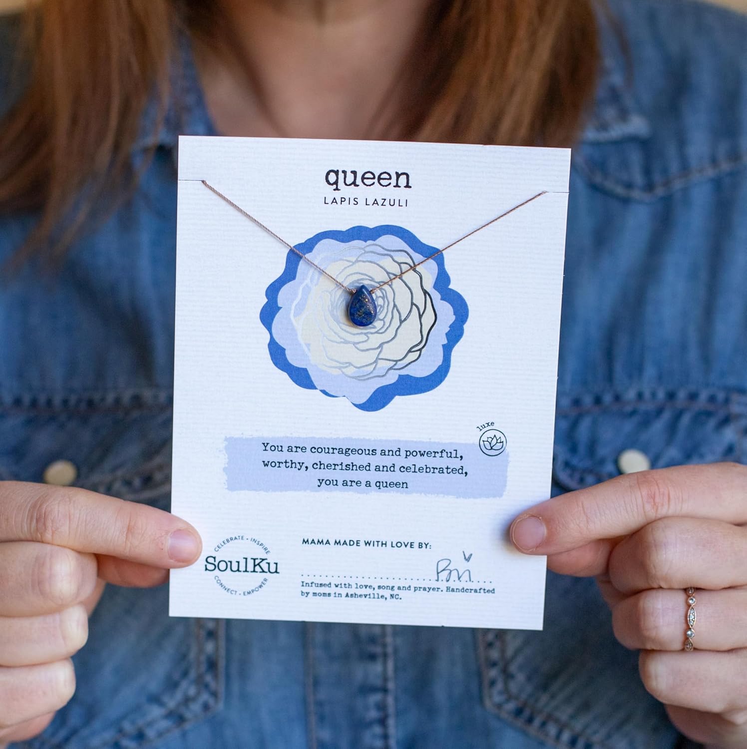 SoulKu Luxe Inspirational Necklace, Empowerment Jewelry, Handcrafted Necklace For Women, Gift For Mom, 2" Extender With Lobster Clasp, 16" Nylon Cord - Image 3