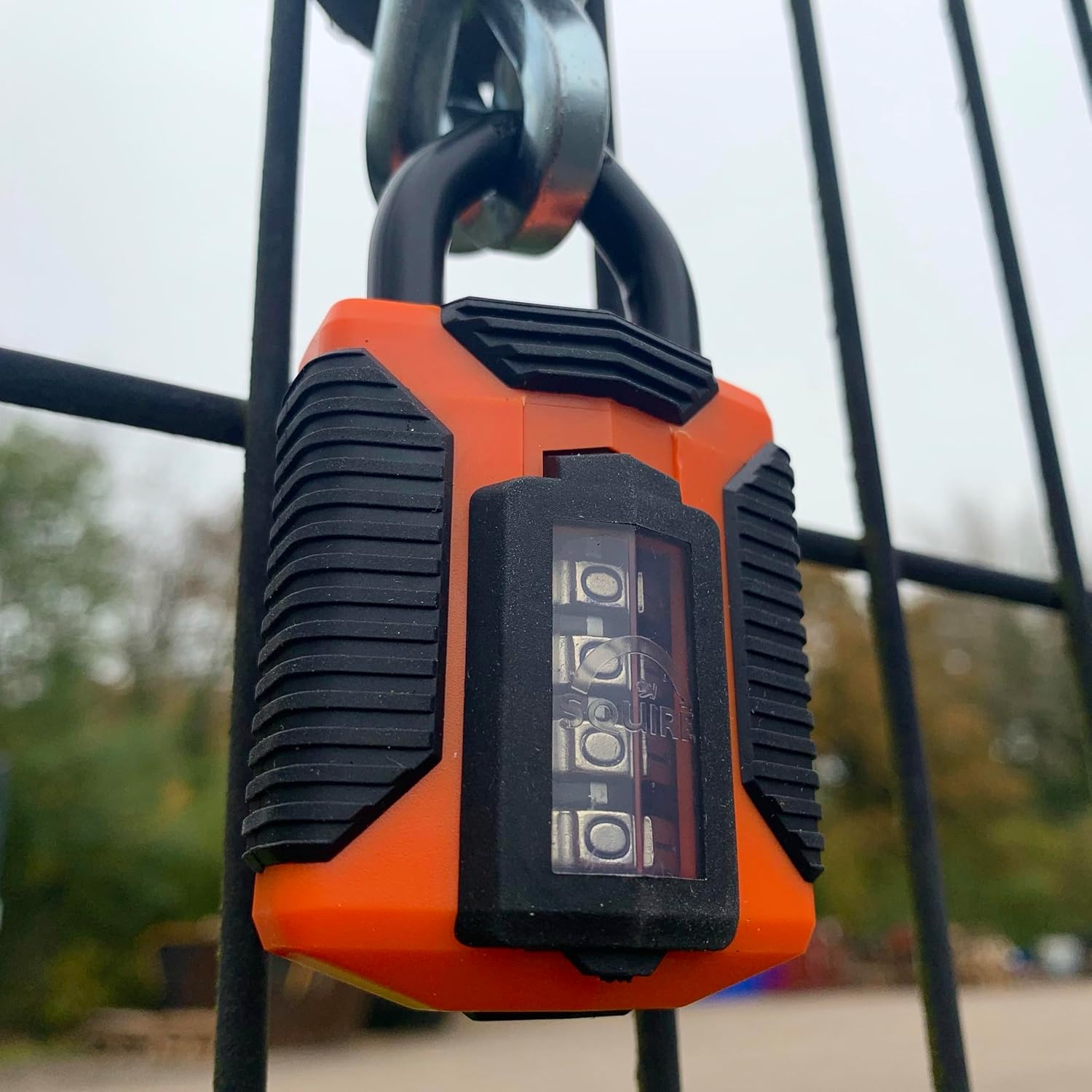 Squire Heavy Duty Padlock (CP50) - Toughest Steel Shackle - 4 Wheel Combination Padlock - Alloy Steel for Corrosion Resistance - Weatherproof Lock for Home, School & Garage (Orange, 50mm)