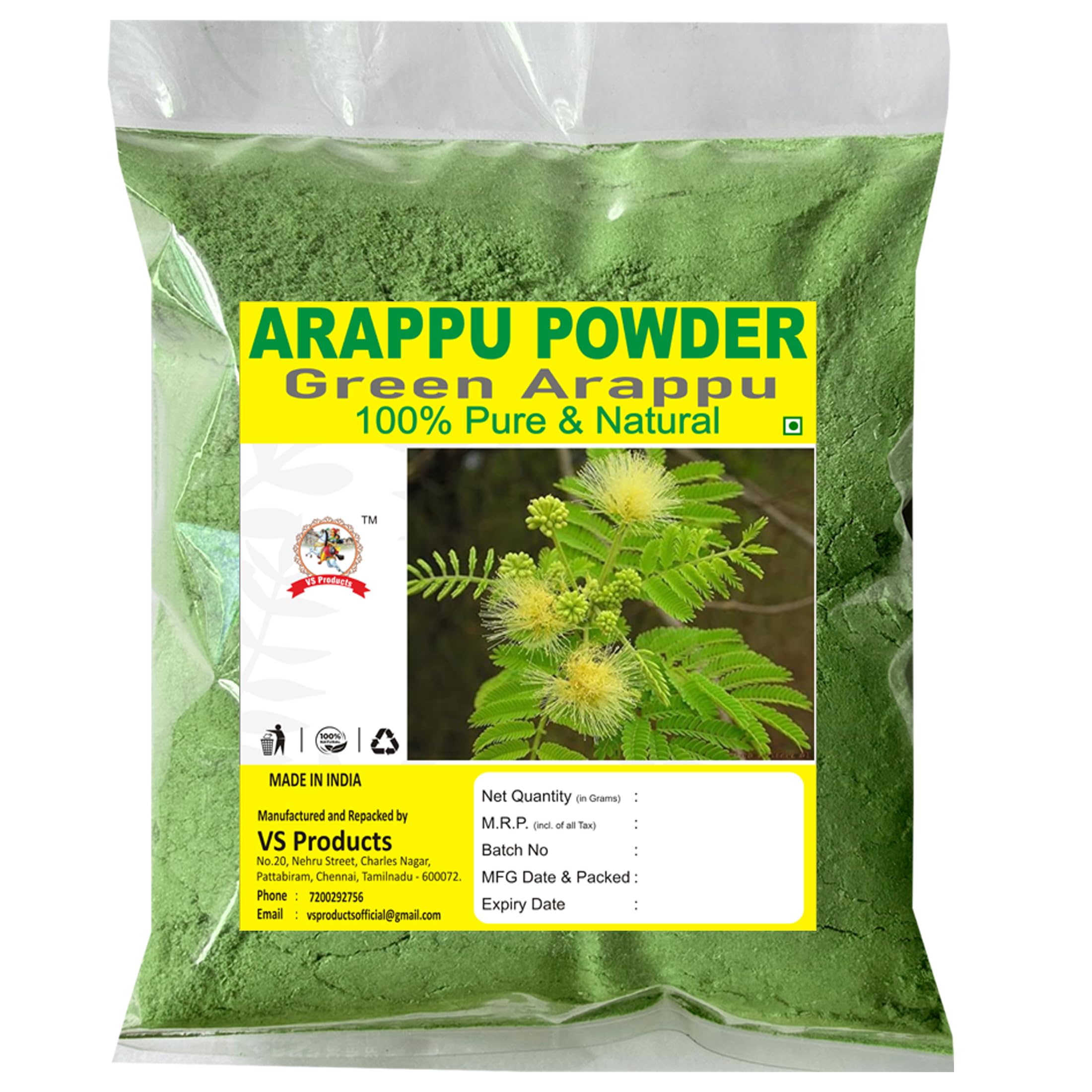 VS Products Arappu Powder, 100g, Usilam, Albizia Amara, Green Arappu For Hair Wash (Pack of 2 X 50g)-image-44