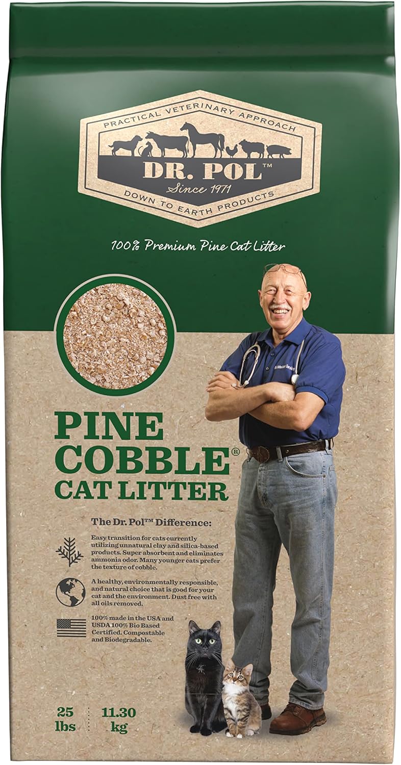 Dr. Pol Pine Cobble Cat Litter 25 lb, Brown Pet Supplies