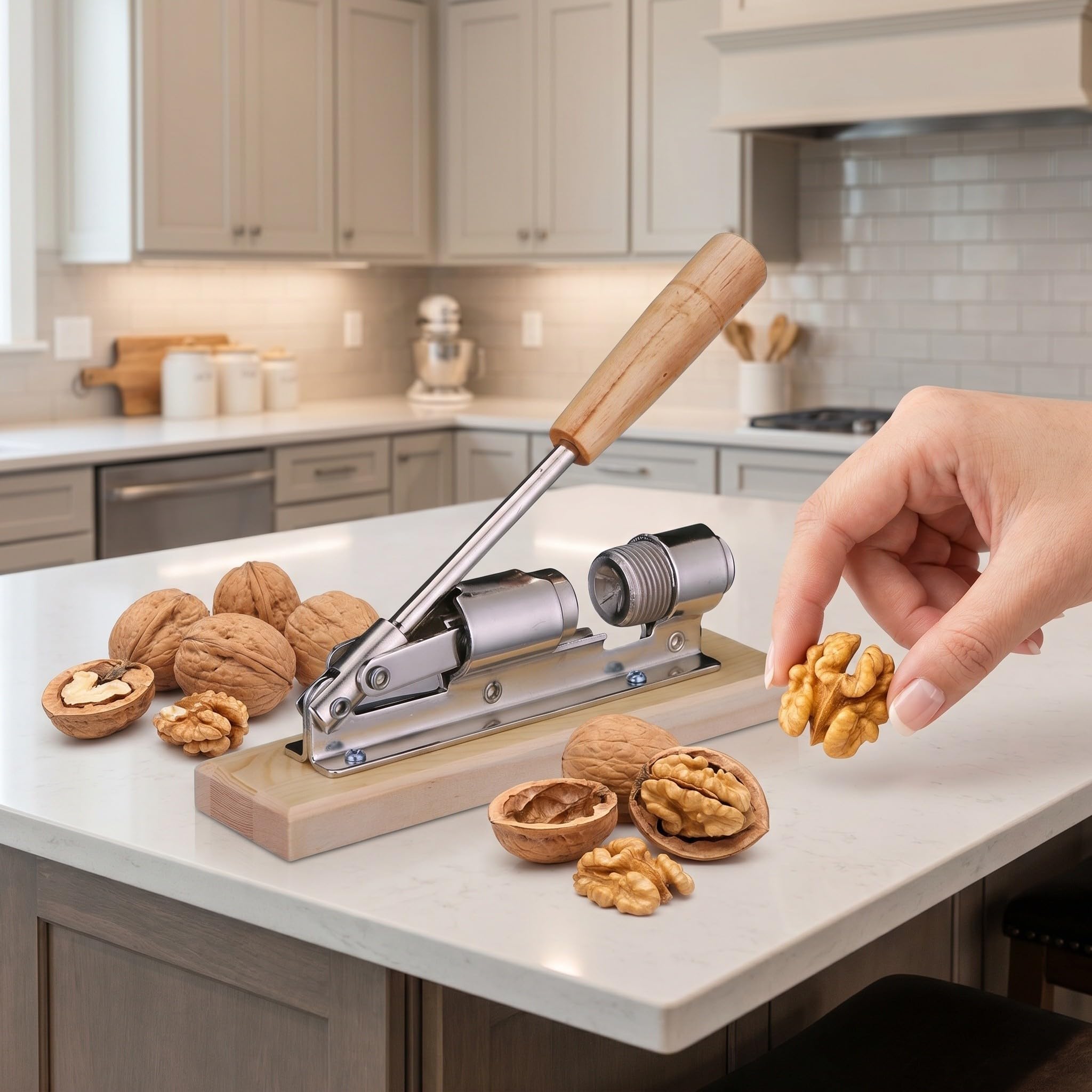 minkissy 2 Pièces Casse-Noix avec Poignée Ergonomique Acier Inoxydable Mécanique Robuste pour Casser Noix Amandes et Noisettes Cuisine Facilement