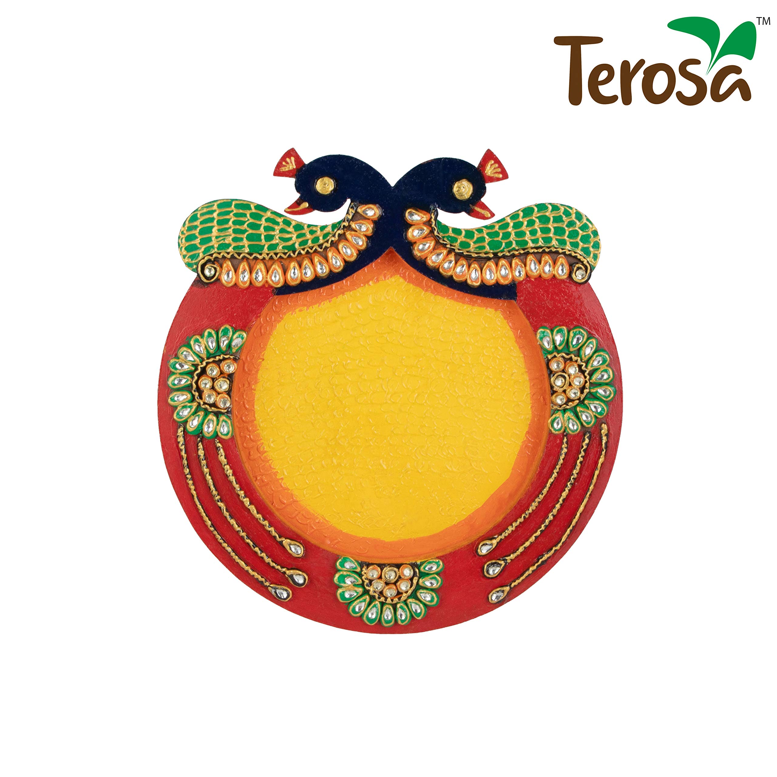 Terosa Peacocks Embrace Pooja Thali Handicraft Wooden 3