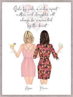 Personalised Gift for Mother's Day, Mum, Nan Family Keepsake,Mother Daughter Print,Stepmum Present,Customisable Hair,Clothing,Drinks UNFRAMED Available in 5"x7",A5,8"x10",A4,A3