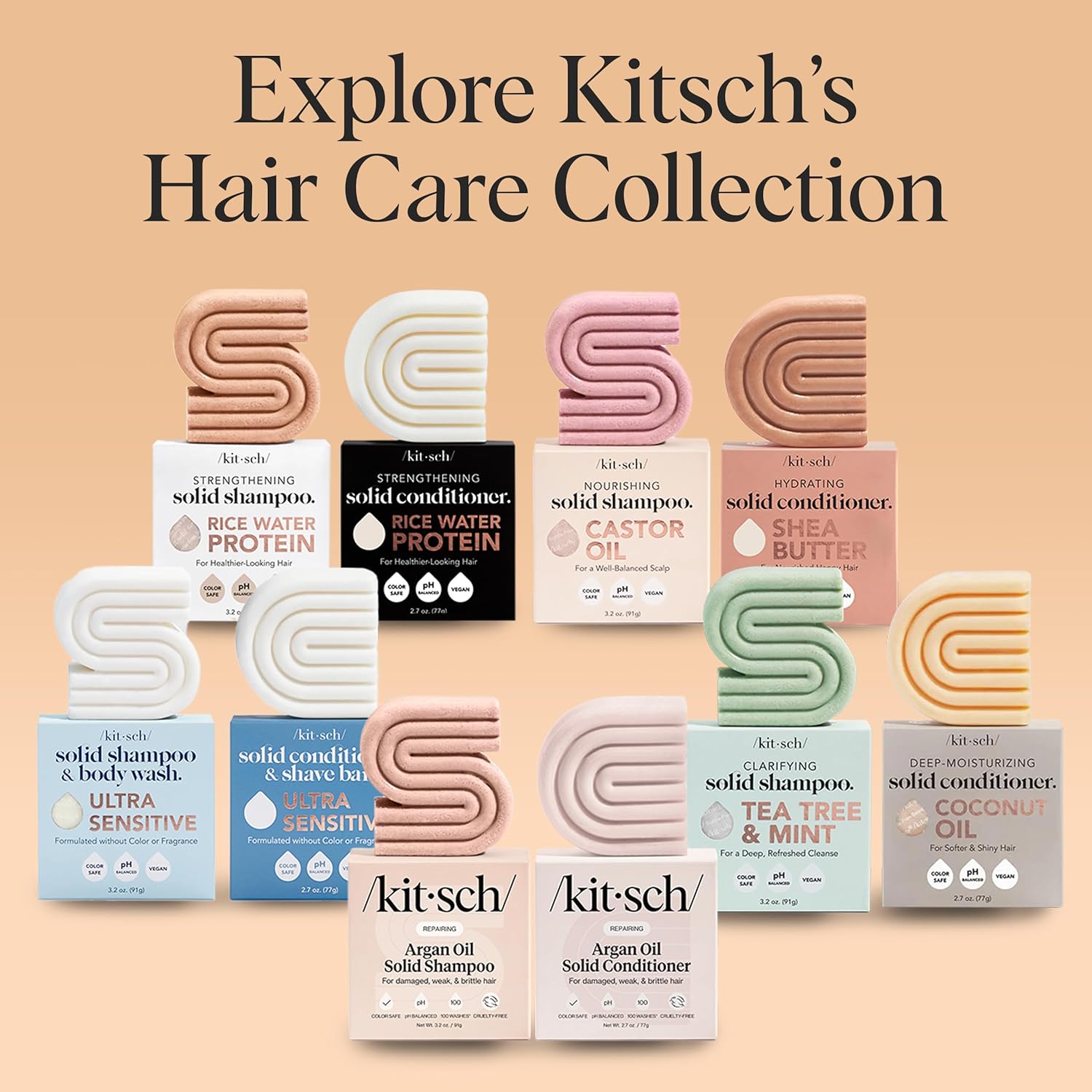 Kitsch Argan Oil Conditioner Bar – Repairing Hair Conditioner for Damaged Hair, Anti-Frizz – Strengthening, Moisturizing Hair Care – Paraben, Silicone & Sulfate-Free – Made in USA - 2.7 oz | Repairing, for Women and Men, Made in USA - Image 8