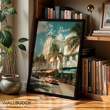 Wallbuddy Art Deco District Wall Art Print | Mia (40 x 50 cm, Black Framed)