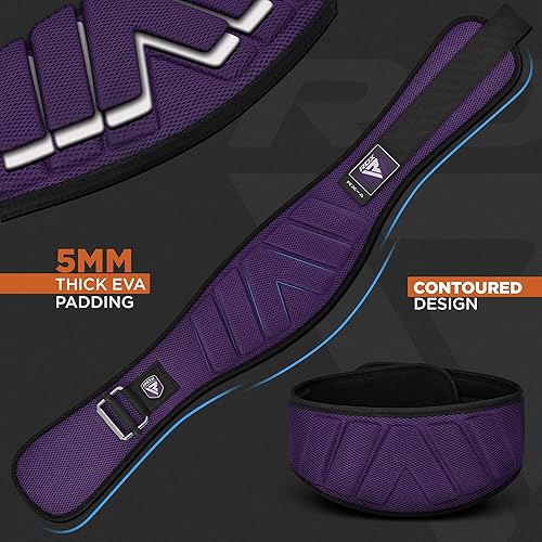 Miniatura 5 de RDX Cinturón de levantamiento de pesas, soporte lumbar acolchado curvado para la espalda, fitness, entrenamiento de ejercicio, culturismo,