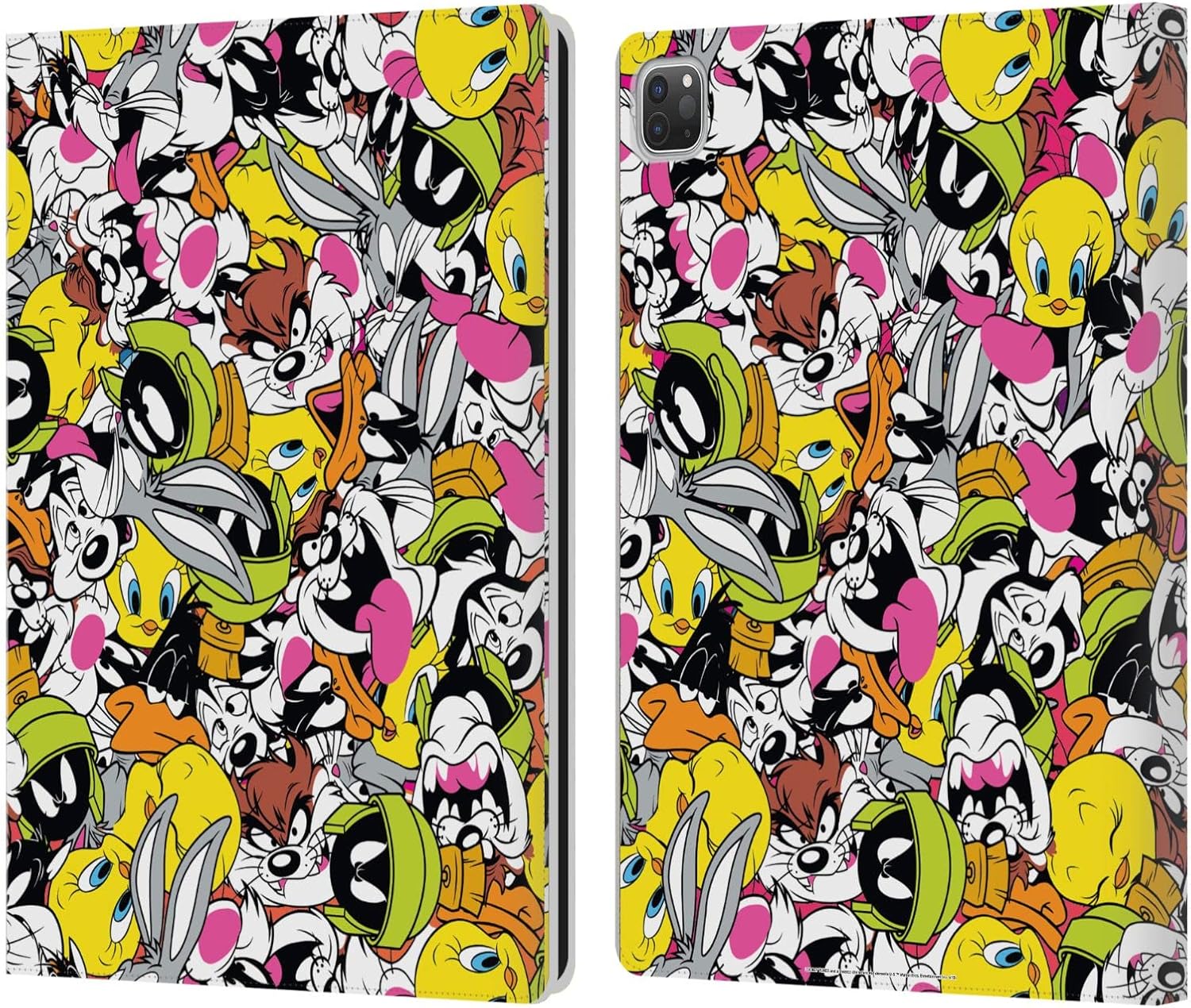 Head Case Designs Officially Licensed Looney Tunes Group Patterns Leather Wallet Case Compatible with Apple iPad Pro 12.9 2020/2021/2022