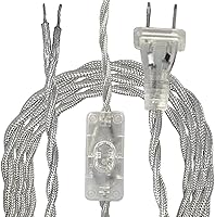 Vista 17 de Royal Designs, Inc. Cable de lámpara de rayón trenzado de 8 pies con enchufe NEMA-15P, interruptor de encendido/apagado, extremos pelados listos