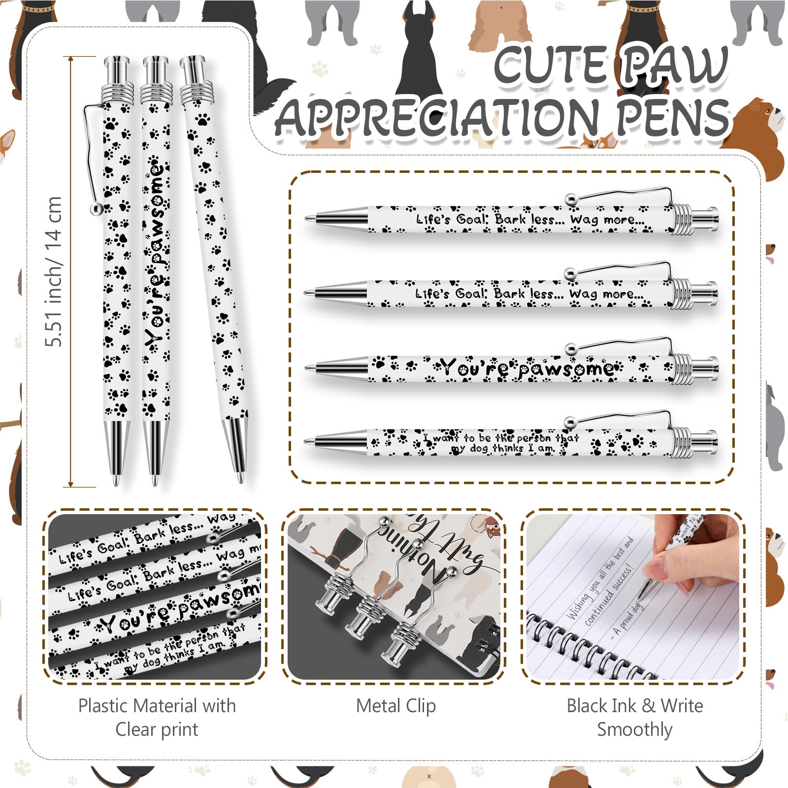 Eaasty 10 Set End of Year Vet Tech Gifts Veterinary Technician Spiral Notebooks with Paw Ballpoint Pen Vet Tech Appreciation Gift for Graduation Veterinary Assistant Nurse Doctor Dog Lover
