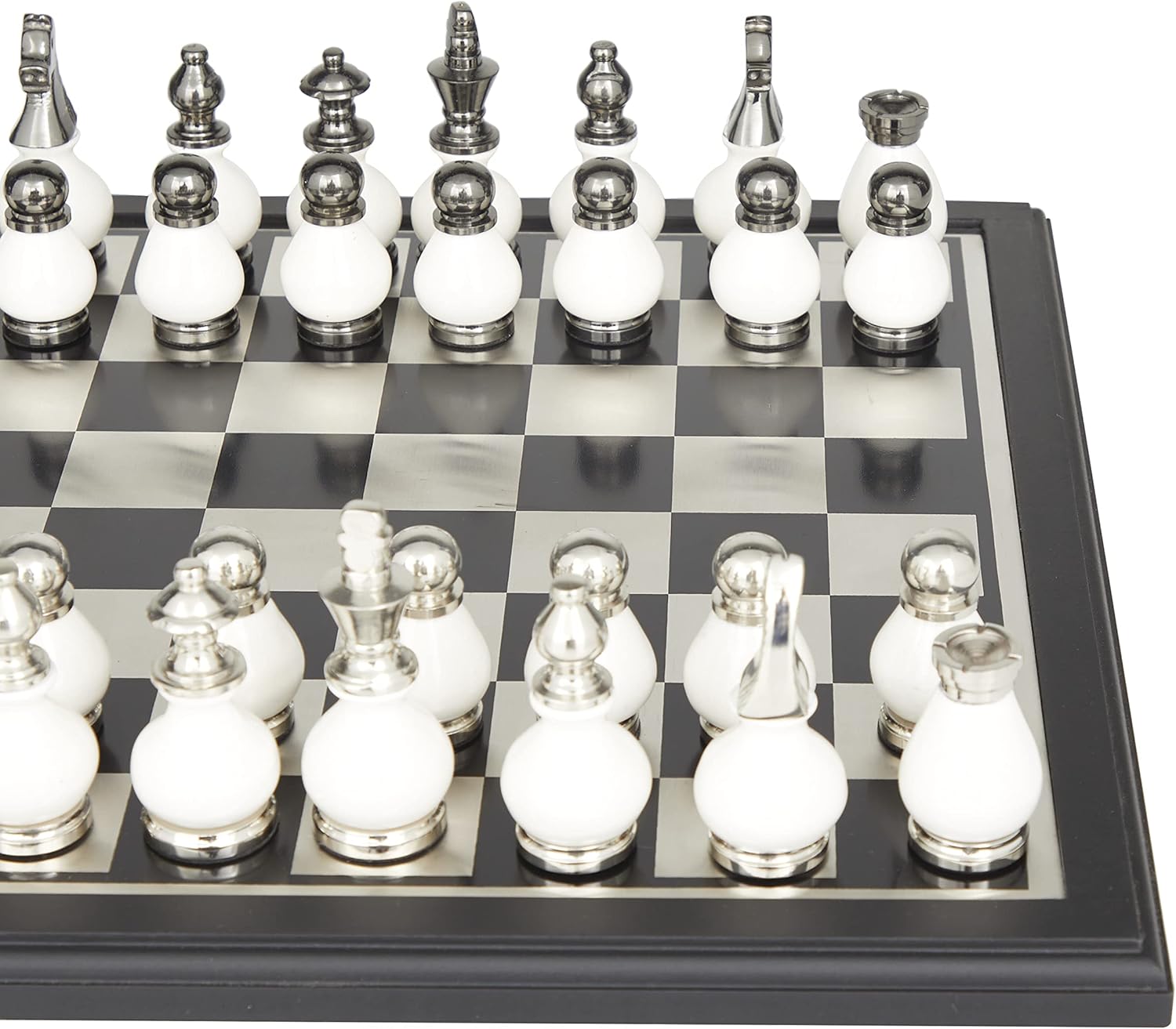 Deco 79 Aluminum Chess Game Set, 16" x 16" x 4", Black