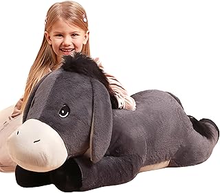 IKASA Giant Donkey Stuffed Animal Plush Toy,Big Large Jumbo Soft Toys,33" Cute Huge Size Fluffy Plushy Fat Plushie,Gifts for Kids Girls Boys