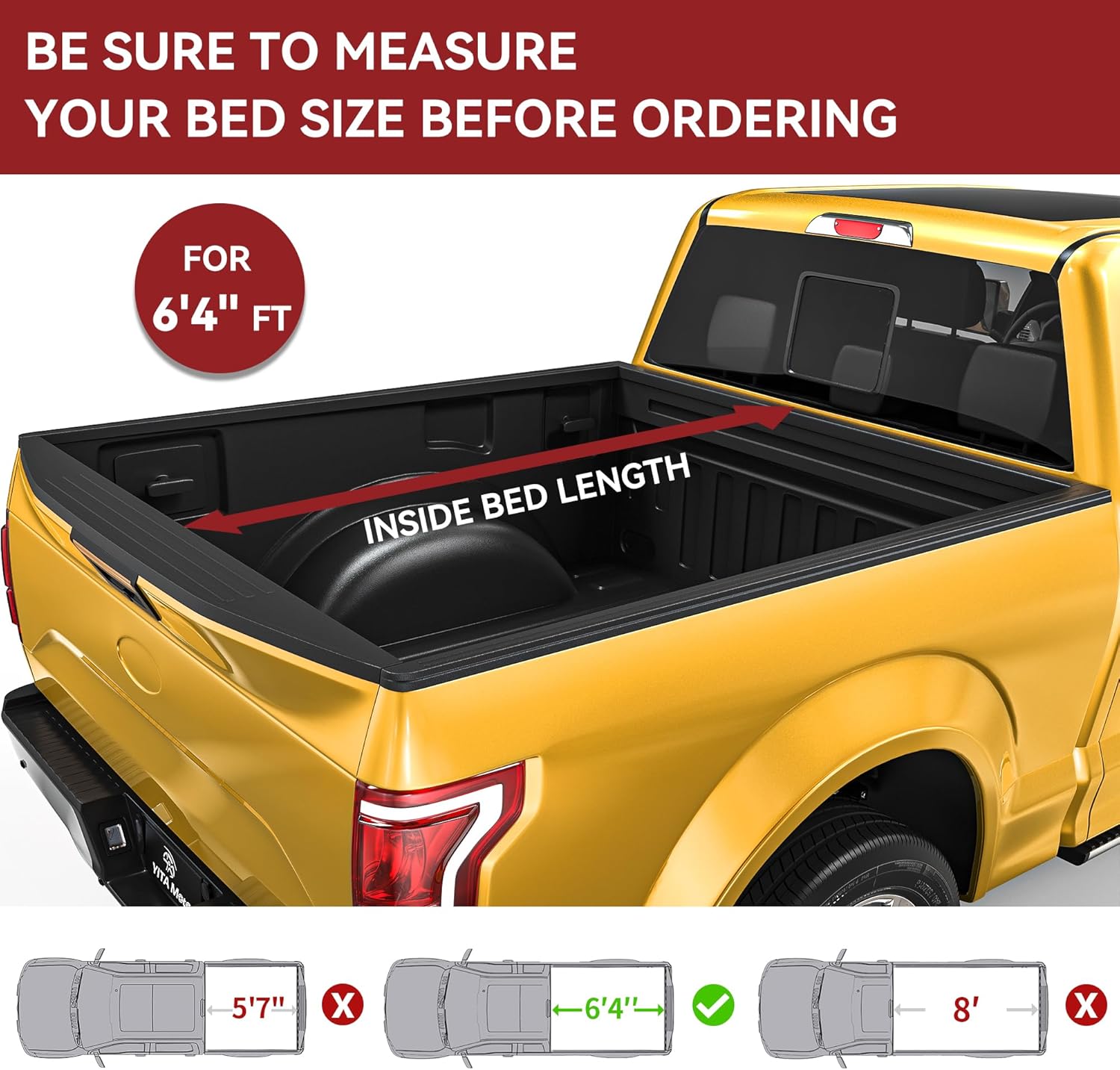 YITAMOTOR Soft Quad-fold Tonneau Cover Fits for Dodge Ram 1500 2002-2026 (Inclu. Classic & New), Fits for Dodge Ram 2500 3500 2003-2026 6.4ft Bed Without Rambox
