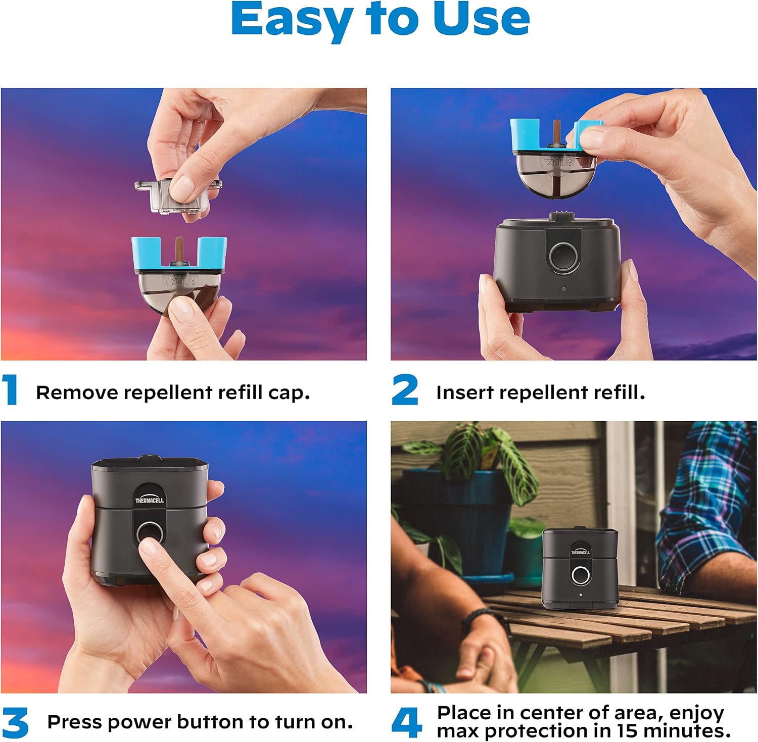 Thermacell Mosquito Repellent Radius Zone, Gen 2.0, Rechargeable, Includes 12-Hour Mosquito Repellent Refill, No Candle or Flame, Easy to Use & Long Lasting, DEET Free Bug Spray Alternative