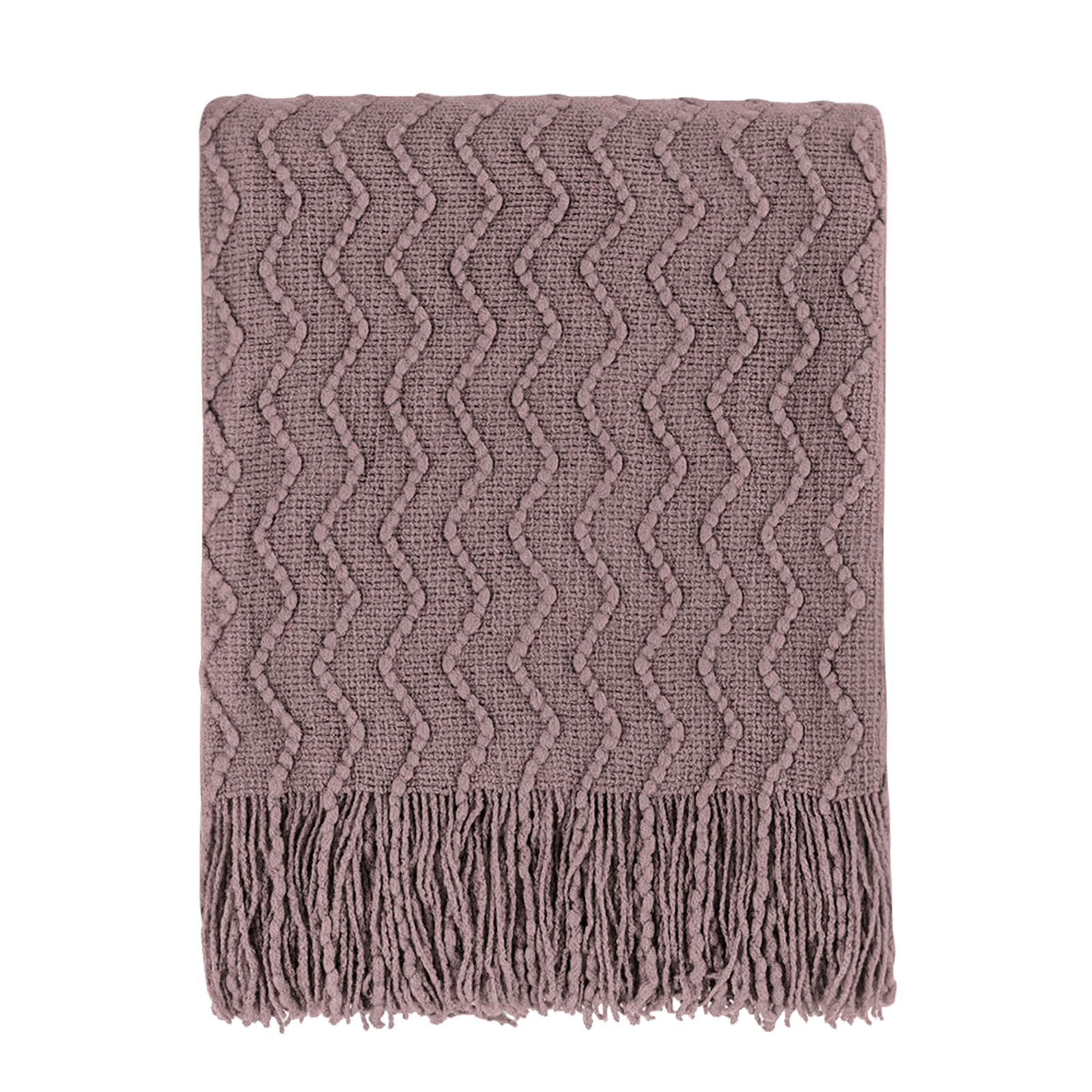 BOURINA Textured Solid Soft Sofa Throw Couch Cover Knitted Decorative Blanket,Lavender, 127x228cm
