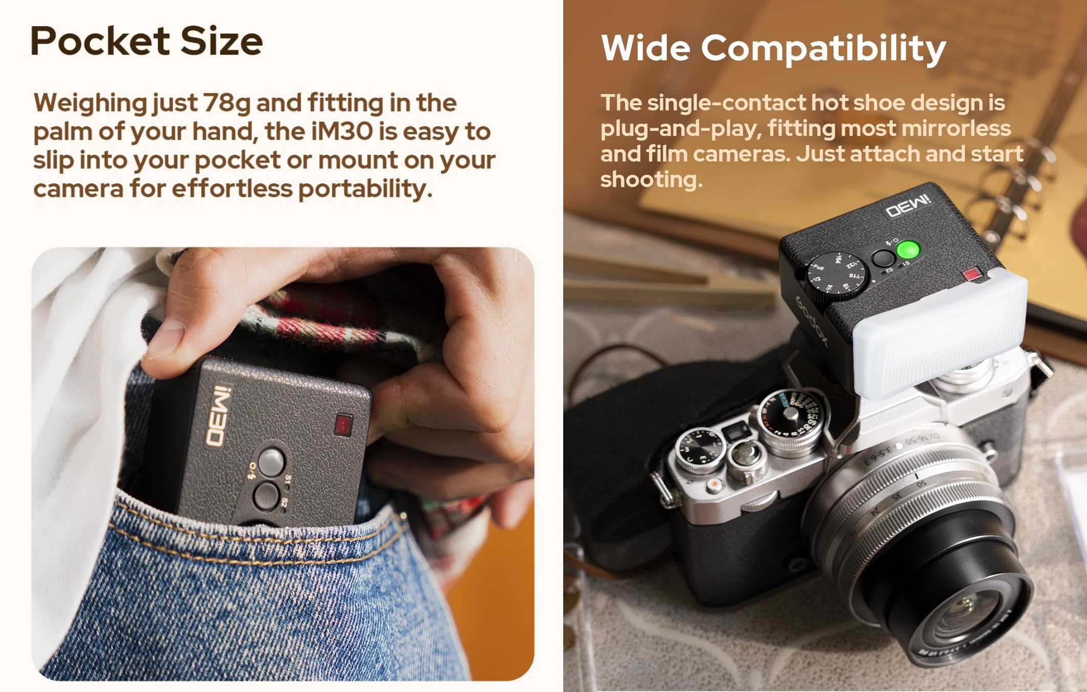 Amazon.com : Godox iM30 Mini Flash Camera Flash with Diffuser, GN